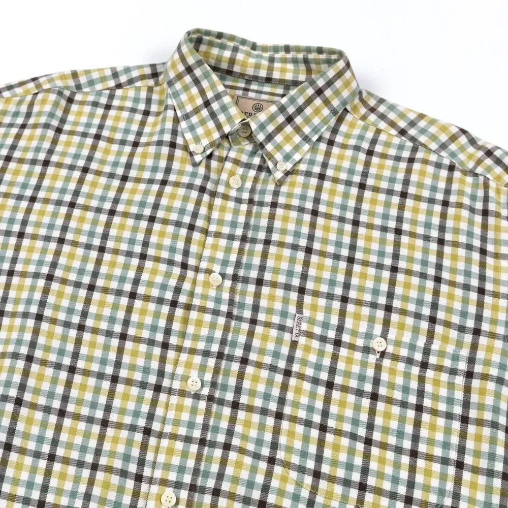 Beretta Mens Flannel Button Down Shirt Long Sleeve Green‎ Plaid Large